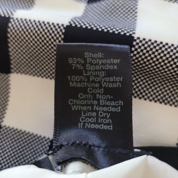 Ann Taylor Skater Skirt 8 Black White Picnic Plaid Full Tea Length Ribbon Waist - Picture 10 of 10